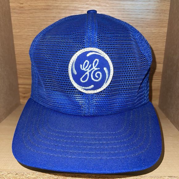 Vintage 80s General Electric GE Mesh Trucker Snapback Hat Patch Made In USA Cap - Picture 1 of 14